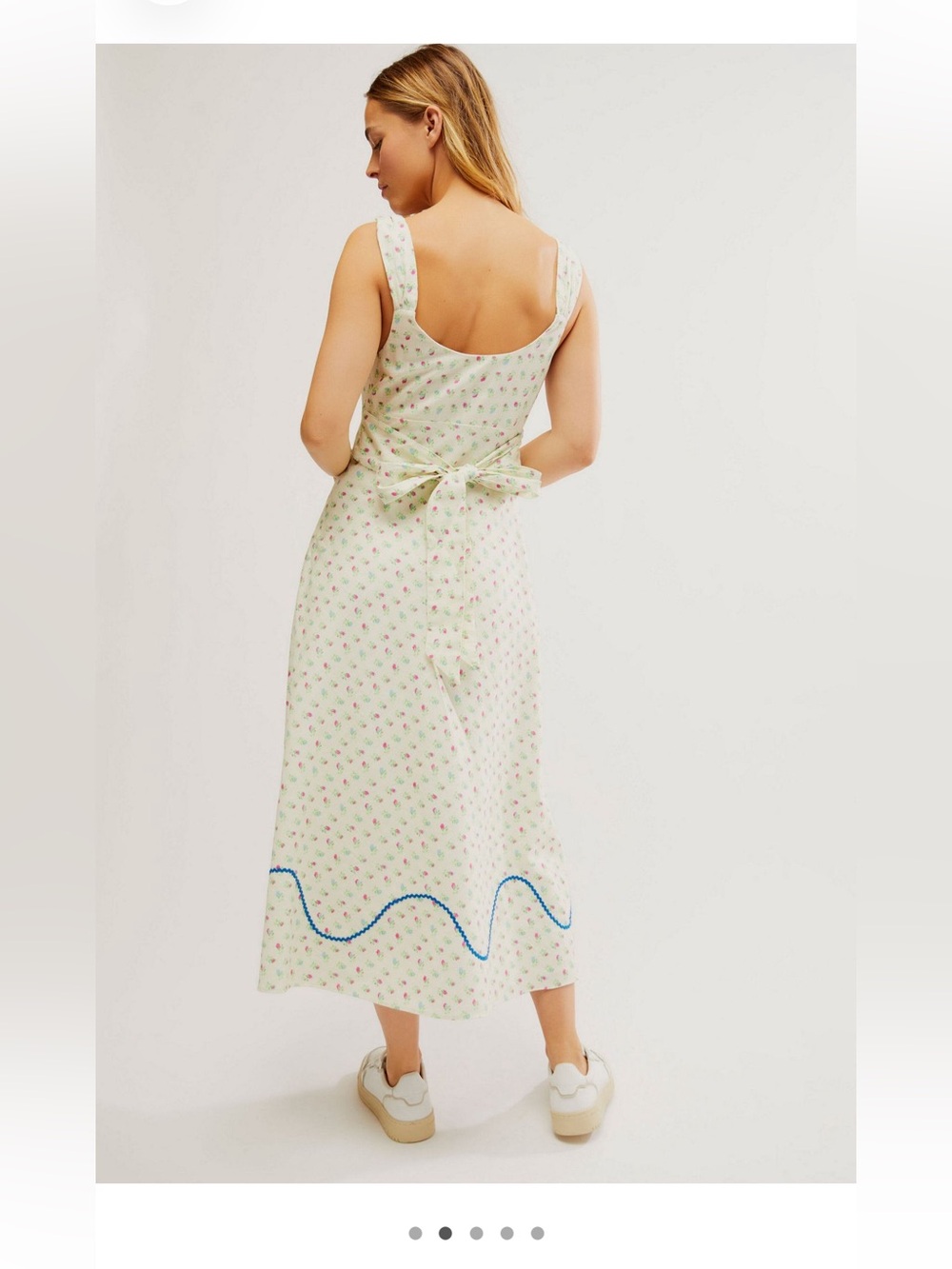Free People Sweet Hearts Midi Dress In Ivory Combo size L - Picture 2 of 8